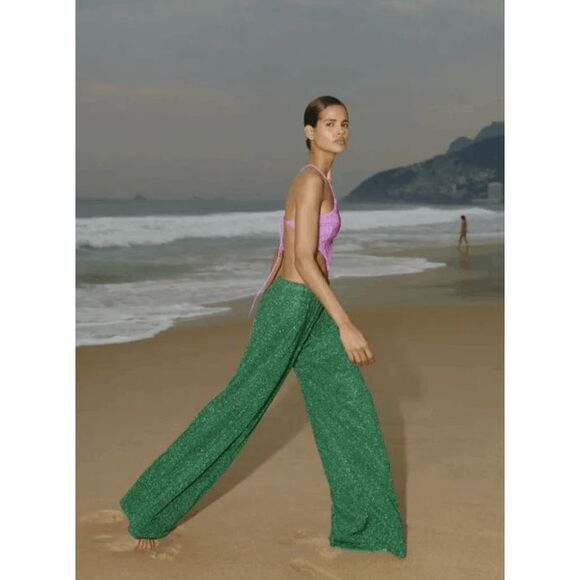 Baobab Collection Other - Baobab Osaka Shimmer High Waist Wide Leg Swim Cover Up Pants Green Size Small